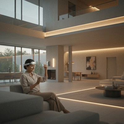 Person using a mind-body device for relaxation