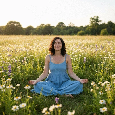Person calm and relaxed using a stress reduction device