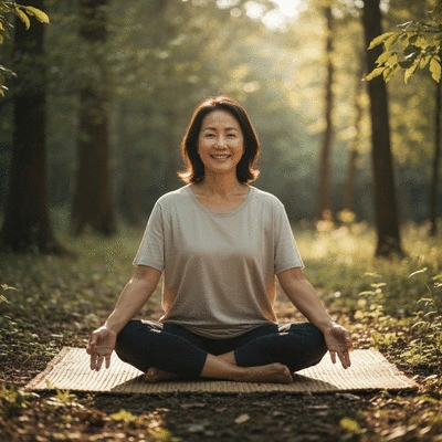 Person meditating in a serene natural setting